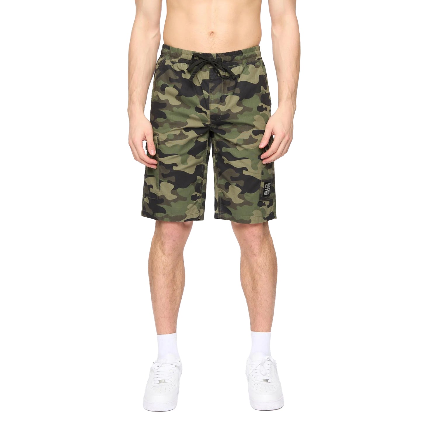 Olive Camo - Front - Crosshatch Mens Camtort Camo Shorts