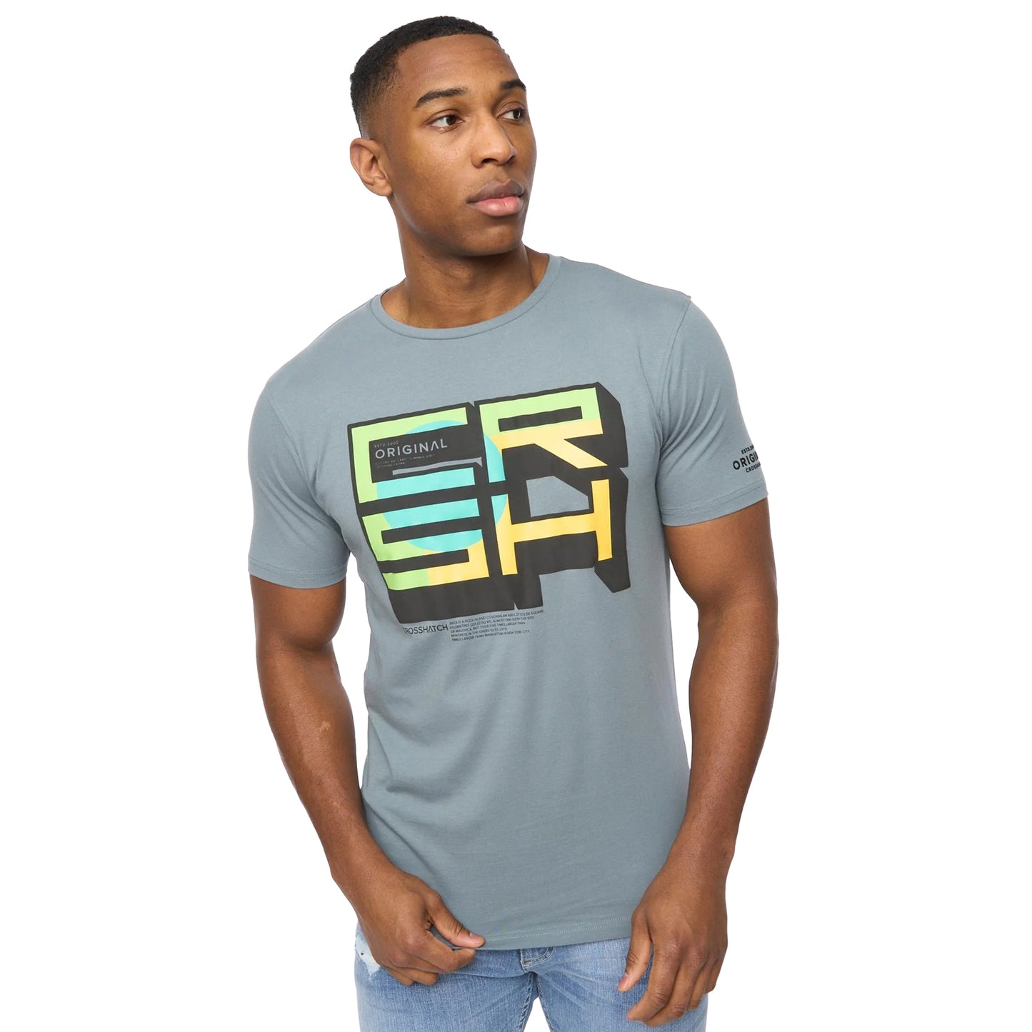 Blue - Front - Crosshatch Mens Boxvibe T-Shirt
