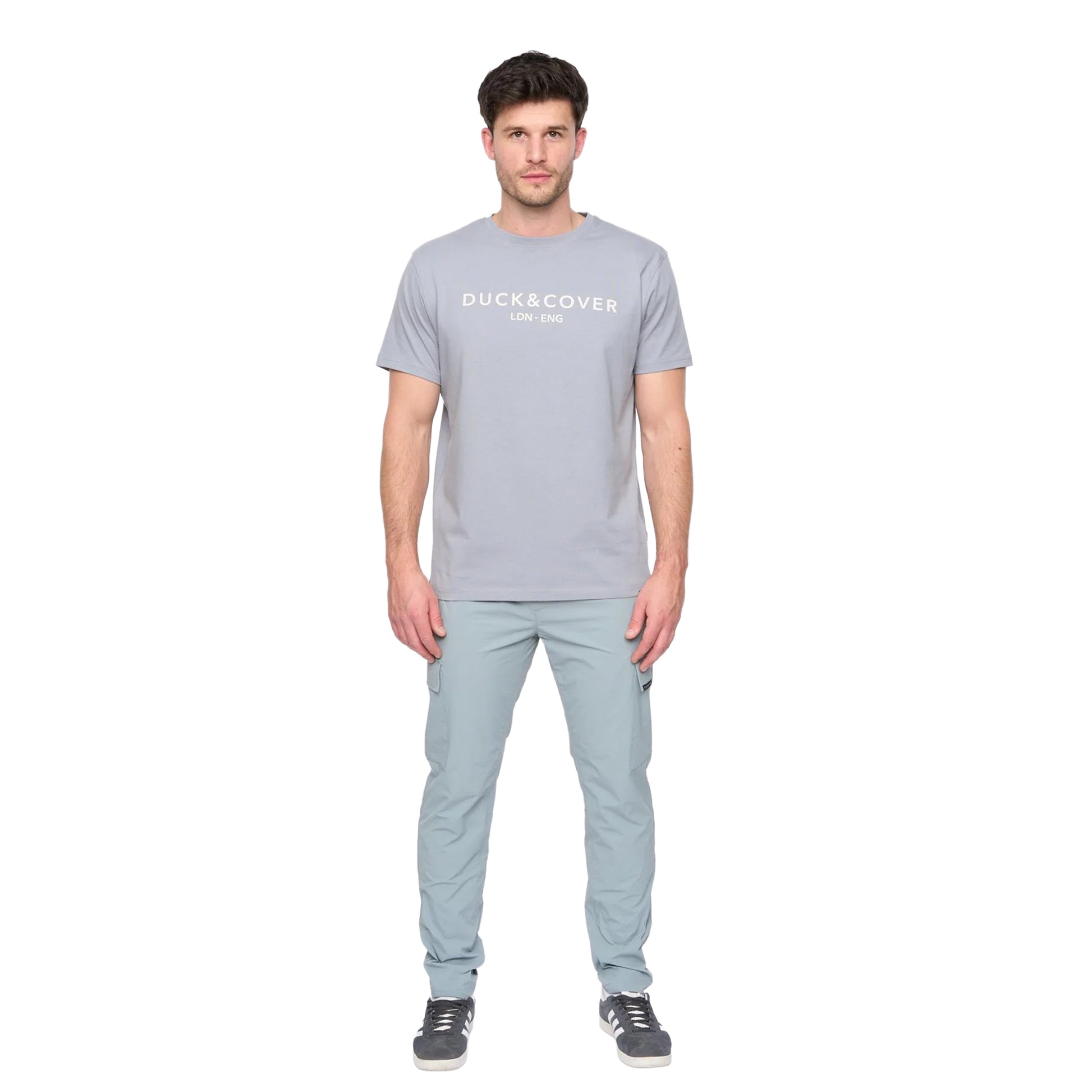 Steel Blue - Side - Duck and Cover Mens Chamata T-Shirt