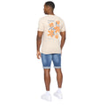 Light Stone - Back - Crosshatch Mens Flowers T-Shirt