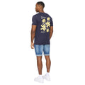 Navy - Back - Crosshatch Mens Flowers T-Shirt
