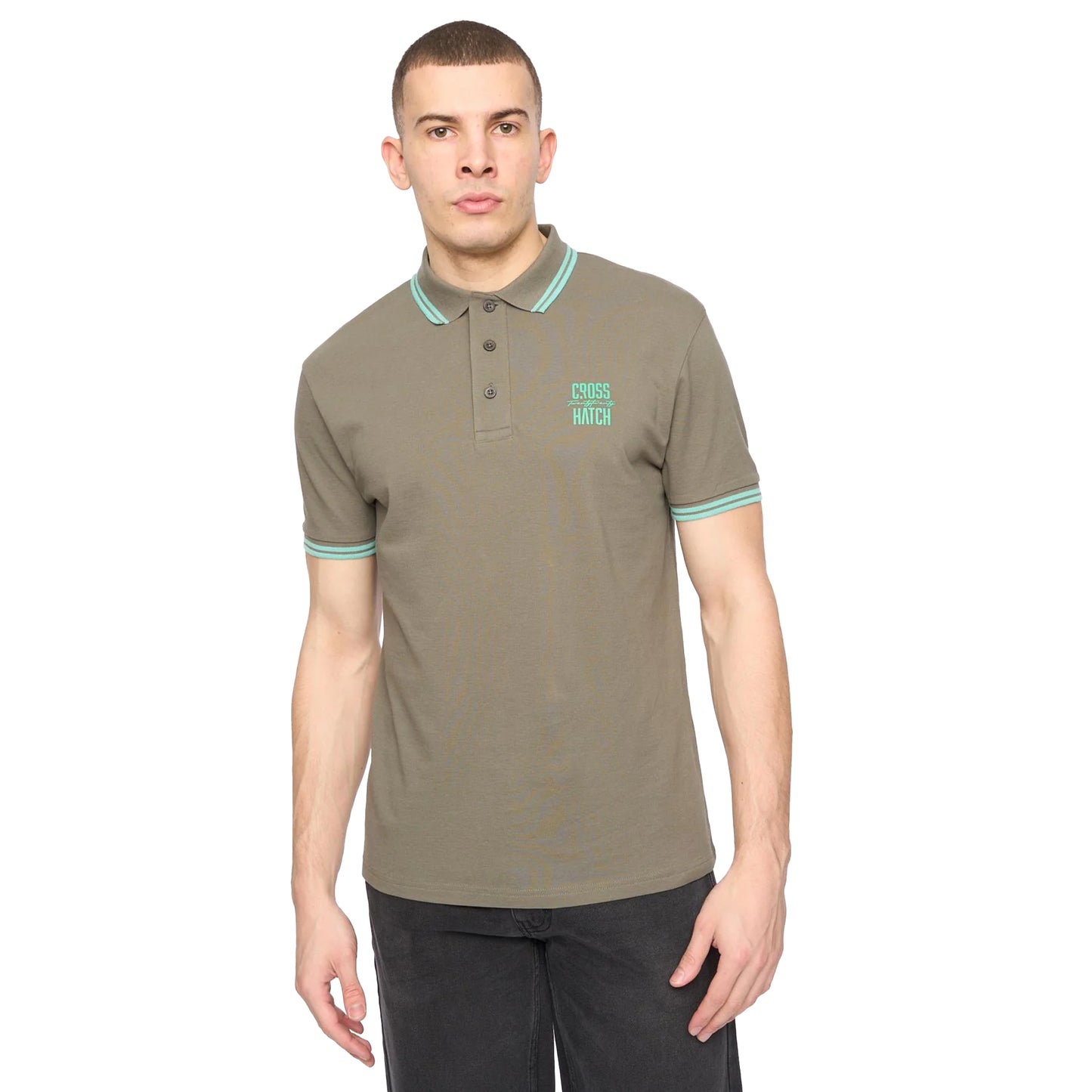 Dark Sage - Front - Crosshatch Mens Changra Polo Shirt