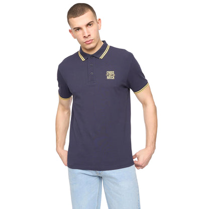 Blue Nights - Front - Crosshatch Mens Changra Polo Shirt