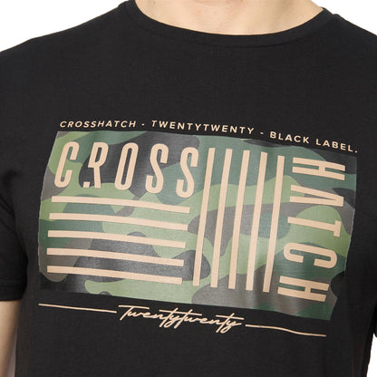 Black - Side - Crosshatch Mens Wenfore T-Shirt