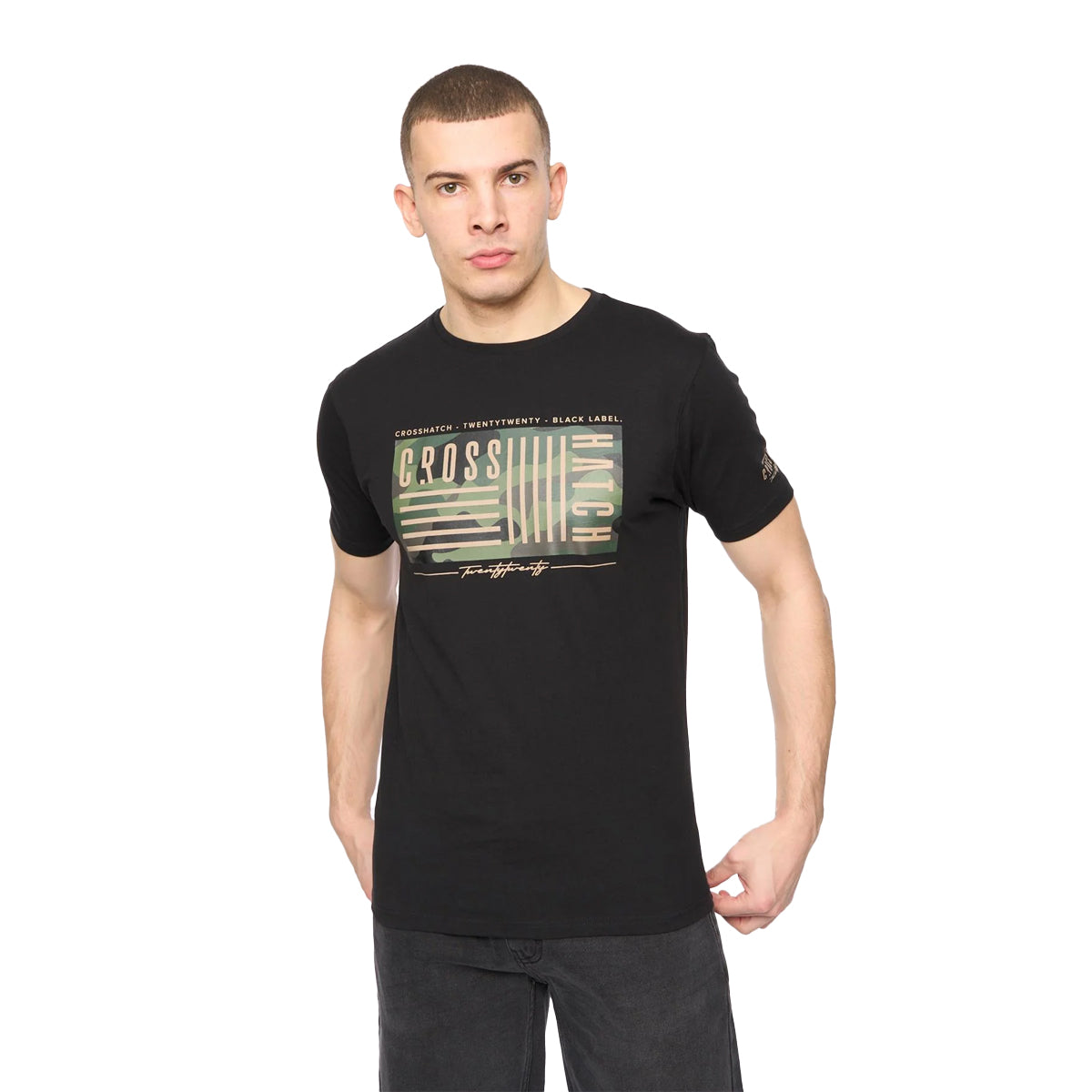 Black - Front - Crosshatch Mens Wenfore T-Shirt