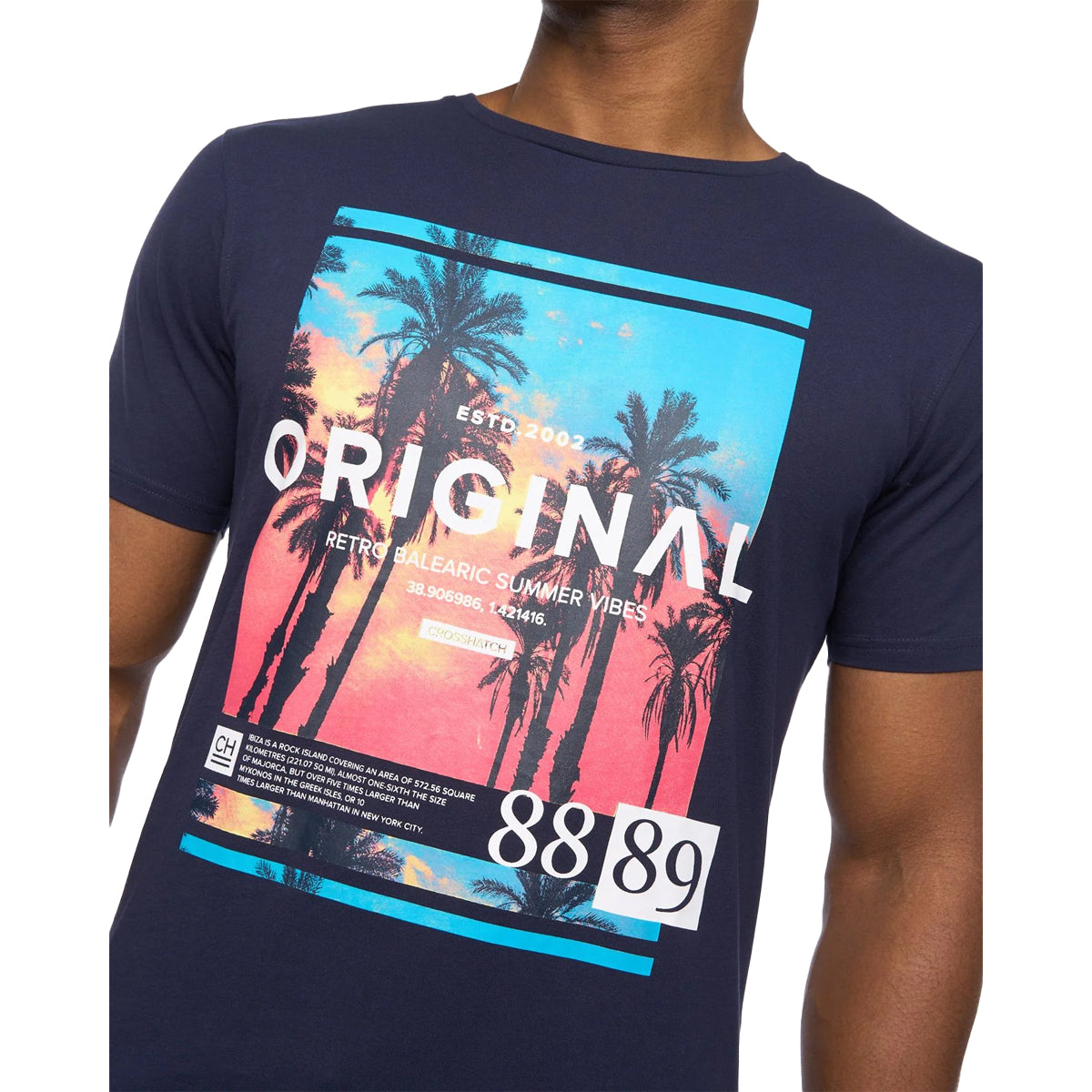 Navy - Side - Crosshatch Mens Summevibe T-Shirt