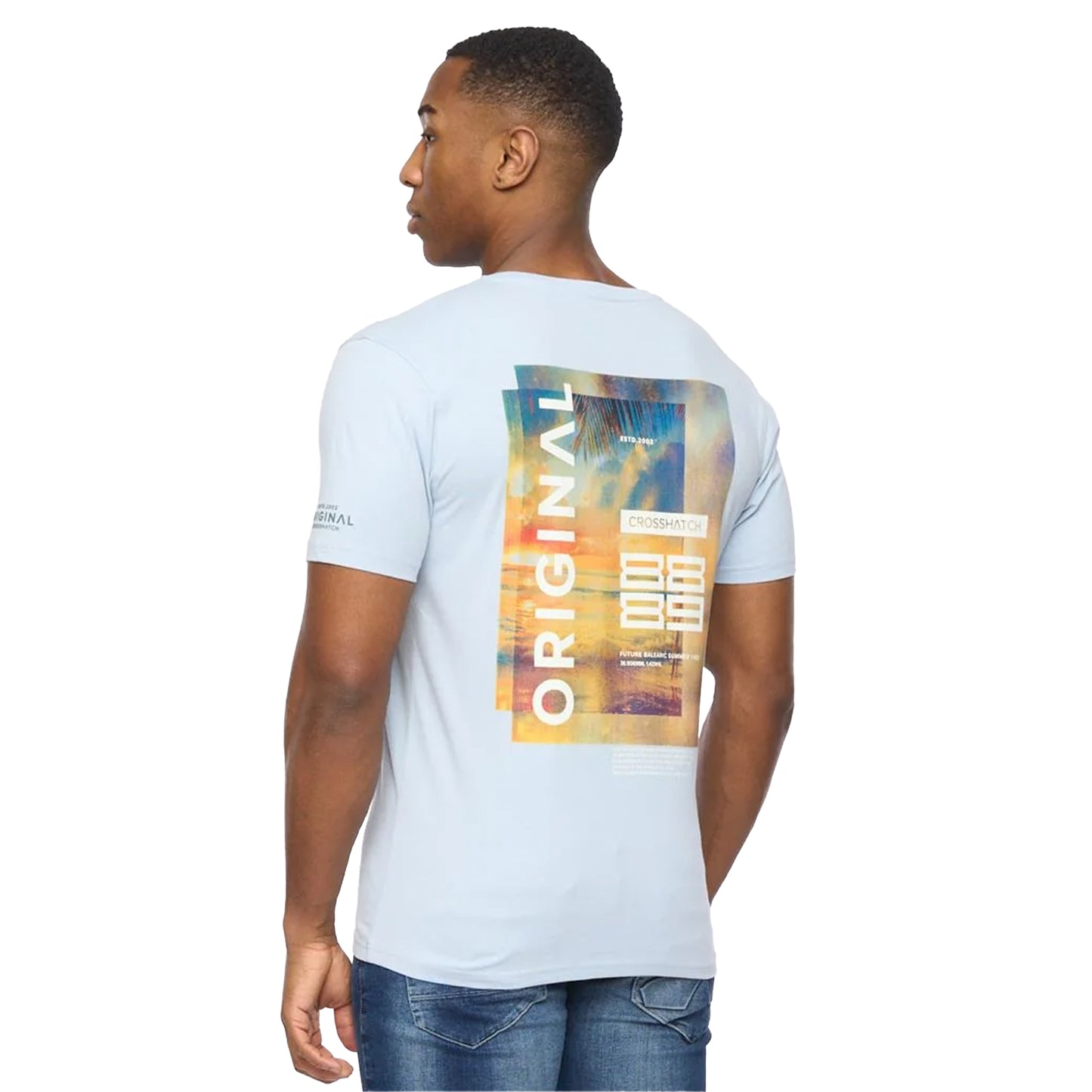 Sky Blue - Back - Crosshatch Mens Summevibe T-Shirt