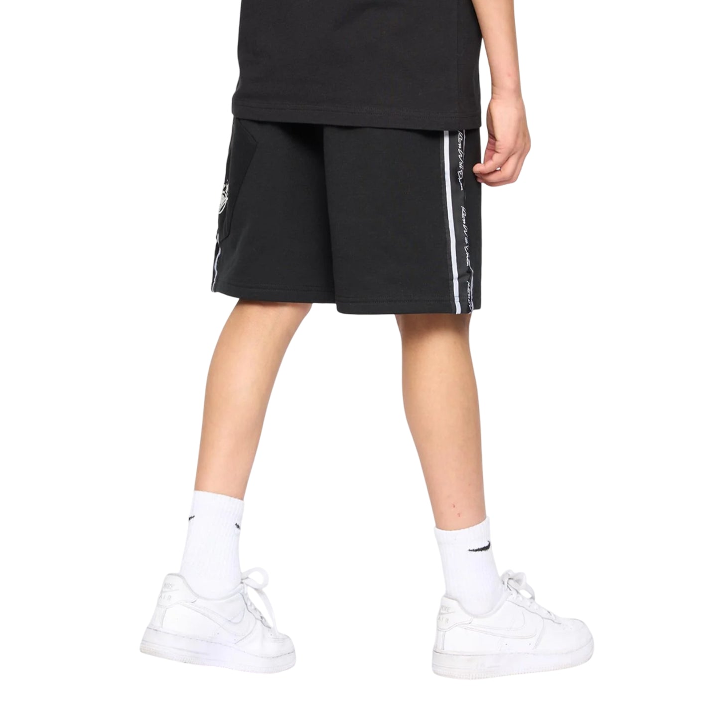 Black - Back - Kings Will Dream Boys Techy Taped Cargo Shorts