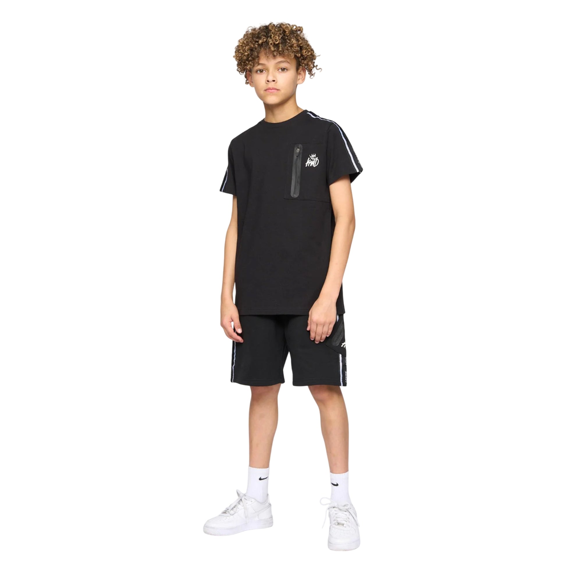 Black - Side - Kings Will Dream Boys Techy Taped Cargo Shorts