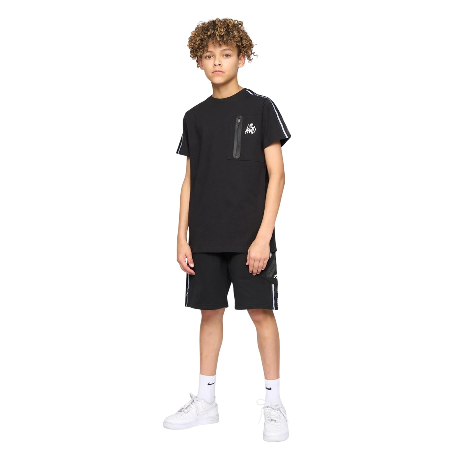 Black - Side - Kings Will Dream Boys Techy Taped Cargo Shorts