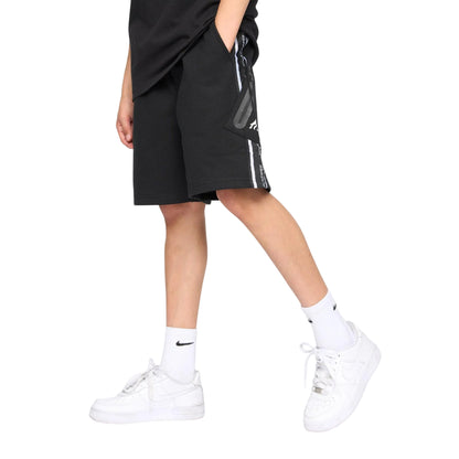 Black - Front - Kings Will Dream Boys Techy Taped Cargo Shorts