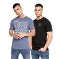 Black-Blue - Front - Crosshatch Mens Bestforth T-Shirt (Pack of 2)