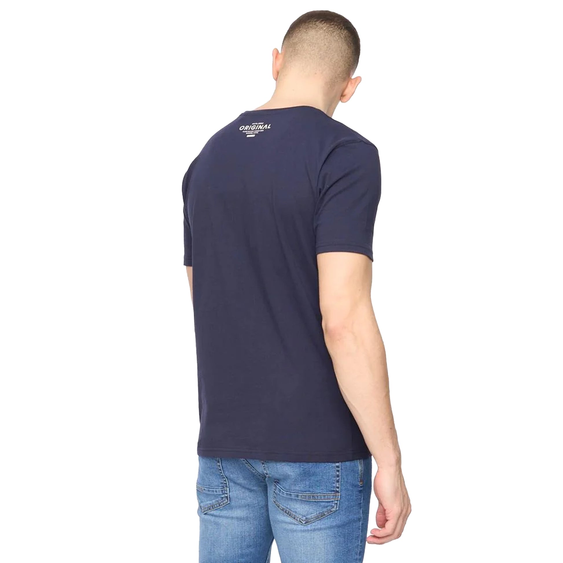 Navy - Back - Crosshatch Mens Squarebox T-Shirt