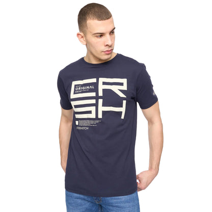 Navy - Side - Crosshatch Mens Squarebox T-Shirt
