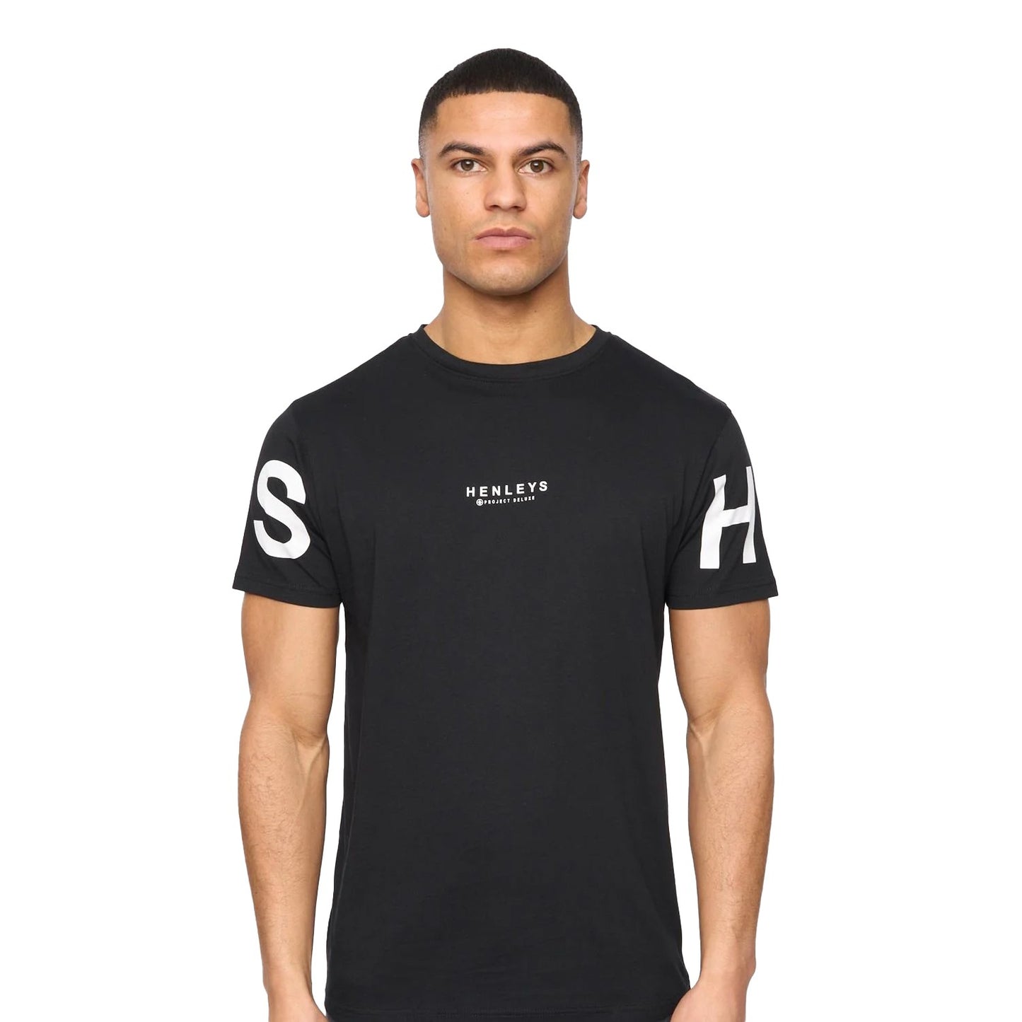 Black-White-Light Beige-Blue-Navy - Close up - Henleys Mens Hensleeve T-Shirt (Pack of 5)