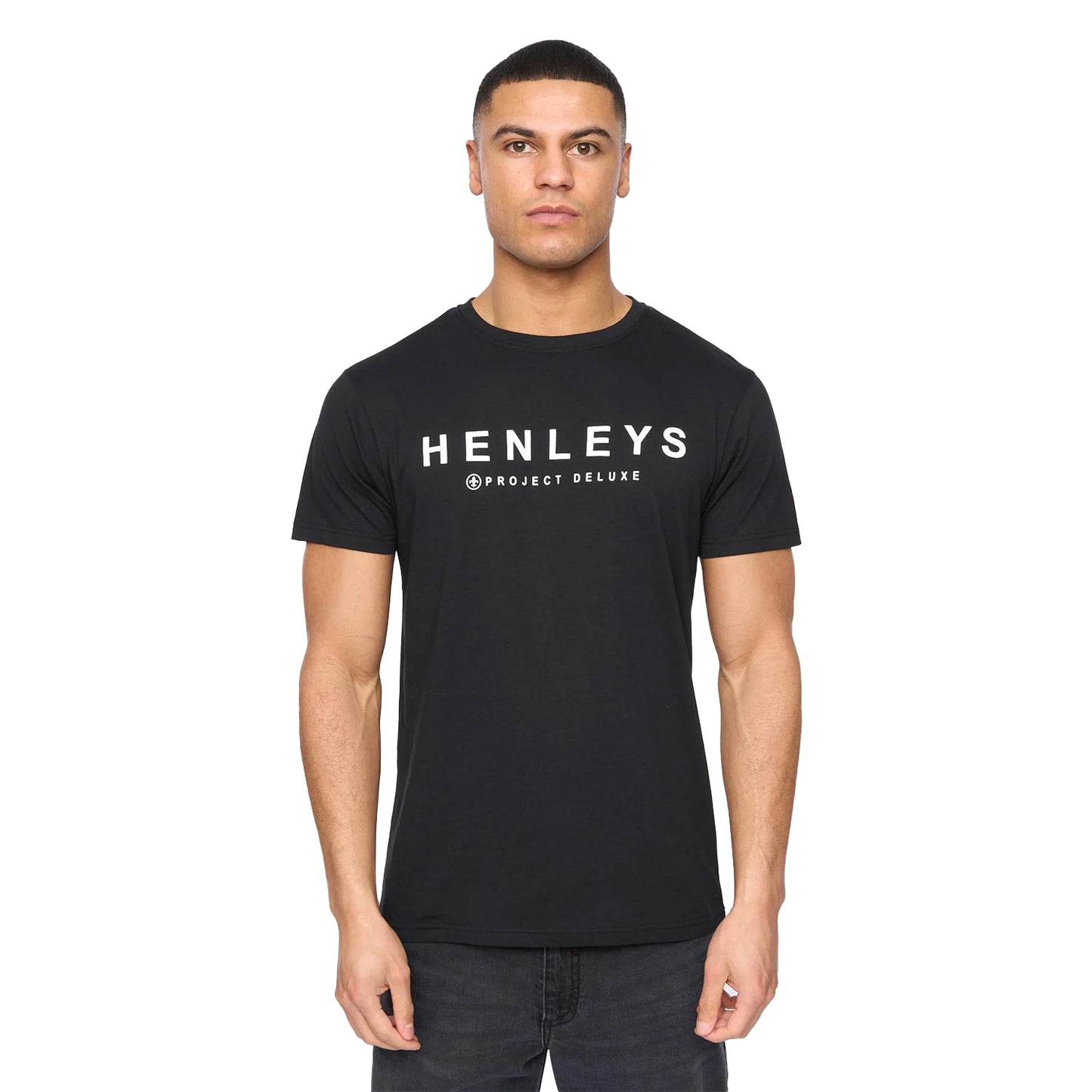 Black-Blue-White-Light Beige-Dark Blue - Pack Shot - Henleys Mens Henyfront T-Shirt (Pack of 5)