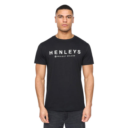 Black-Blue-White-Light Beige-Dark Blue - Pack Shot - Henleys Mens Henyfront T-Shirt (Pack of 5)