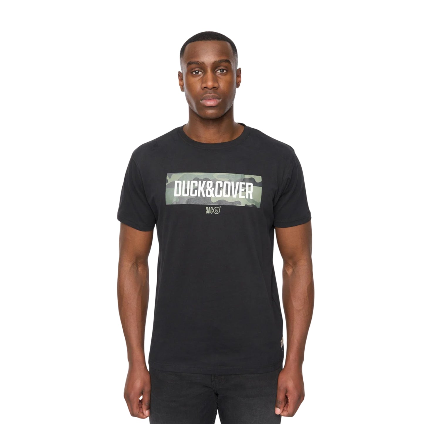 Black - Front - Duck and Cover Mens Camotrax T-Shirt