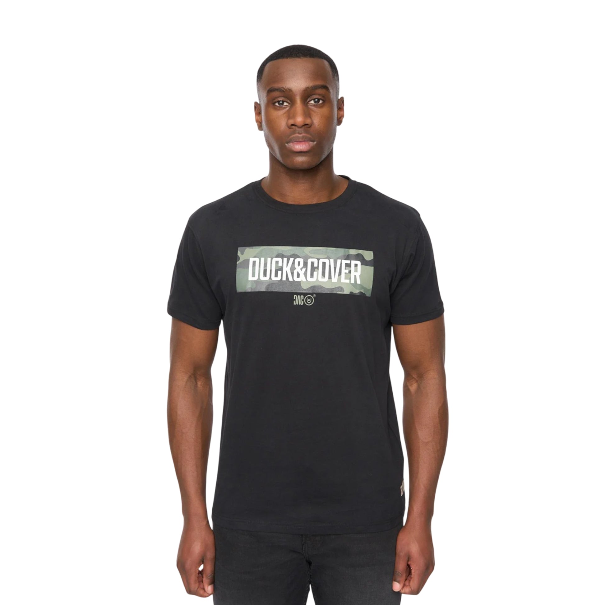 Black - Front - Duck and Cover Mens Camotrax T-Shirt