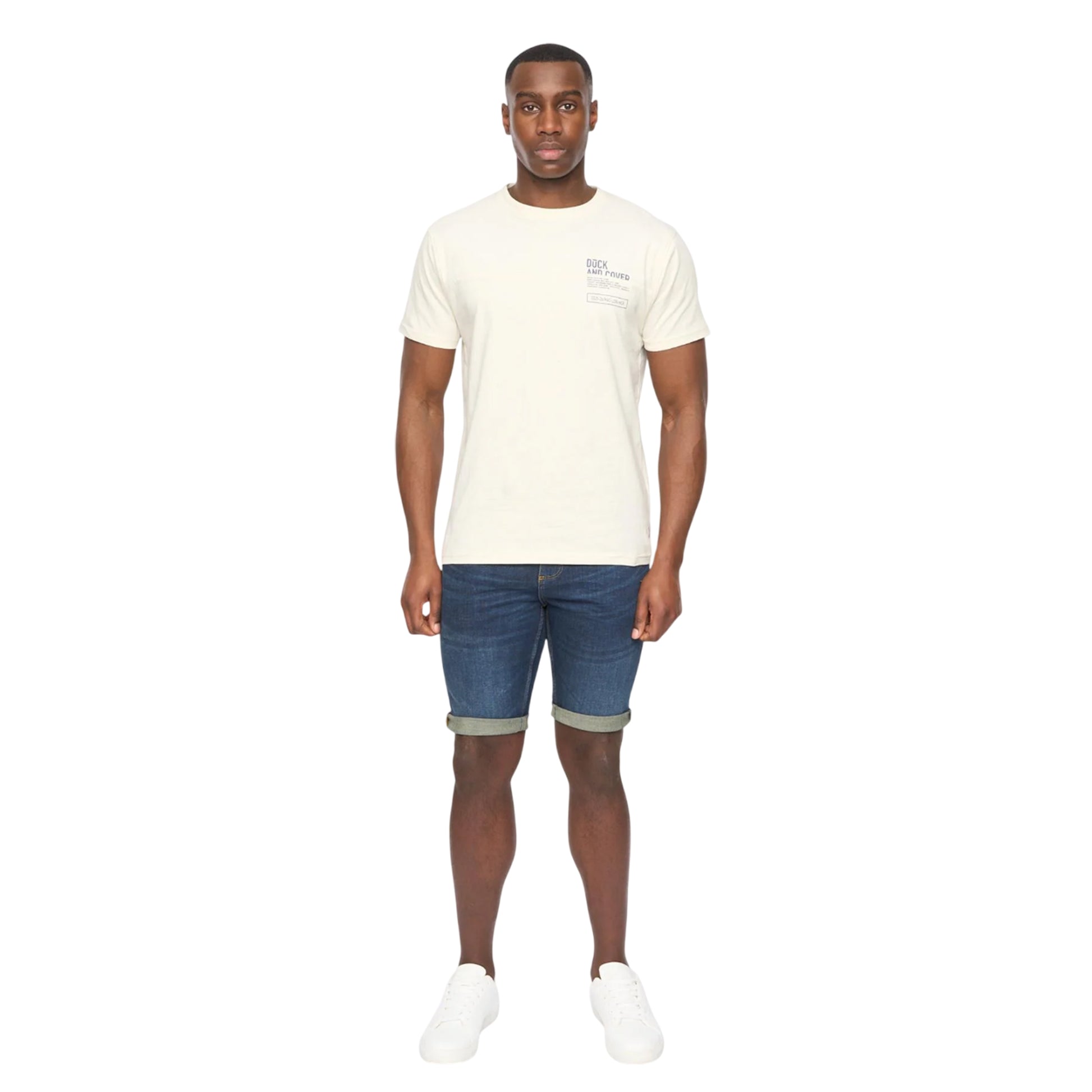Off White - Side - Duck and Cover Mens Seamtext T-Shirt