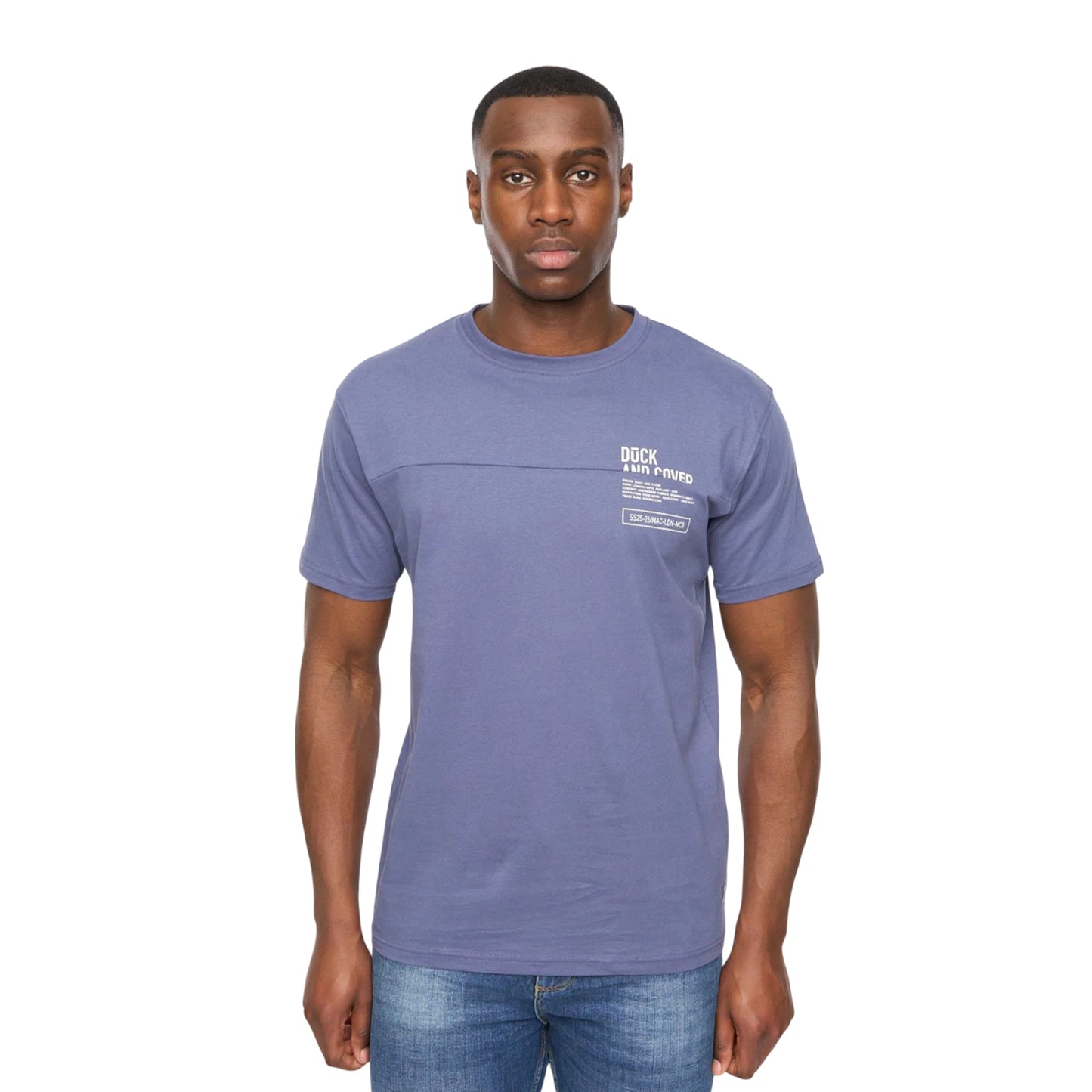 Navy - Front - Duck and Cover Mens Seamtext T-Shirt