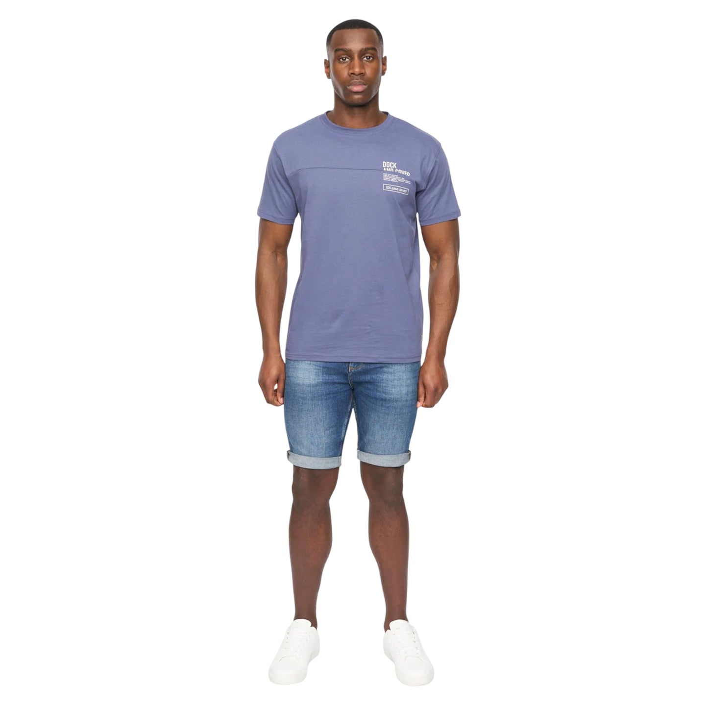 Navy - Side - Duck and Cover Mens Seamtext T-Shirt