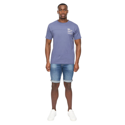 Navy - Side - Duck and Cover Mens Seamtext T-Shirt