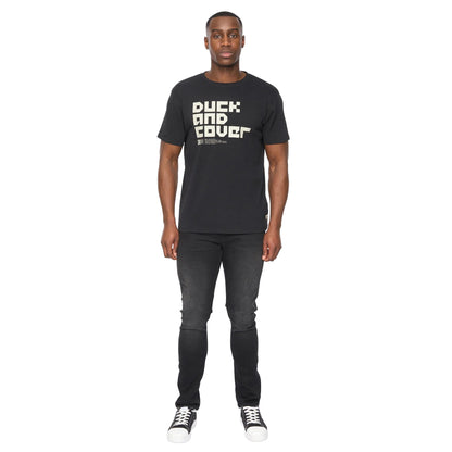 Black - Side - Duck and Cover Mens Bloxx T-Shirt