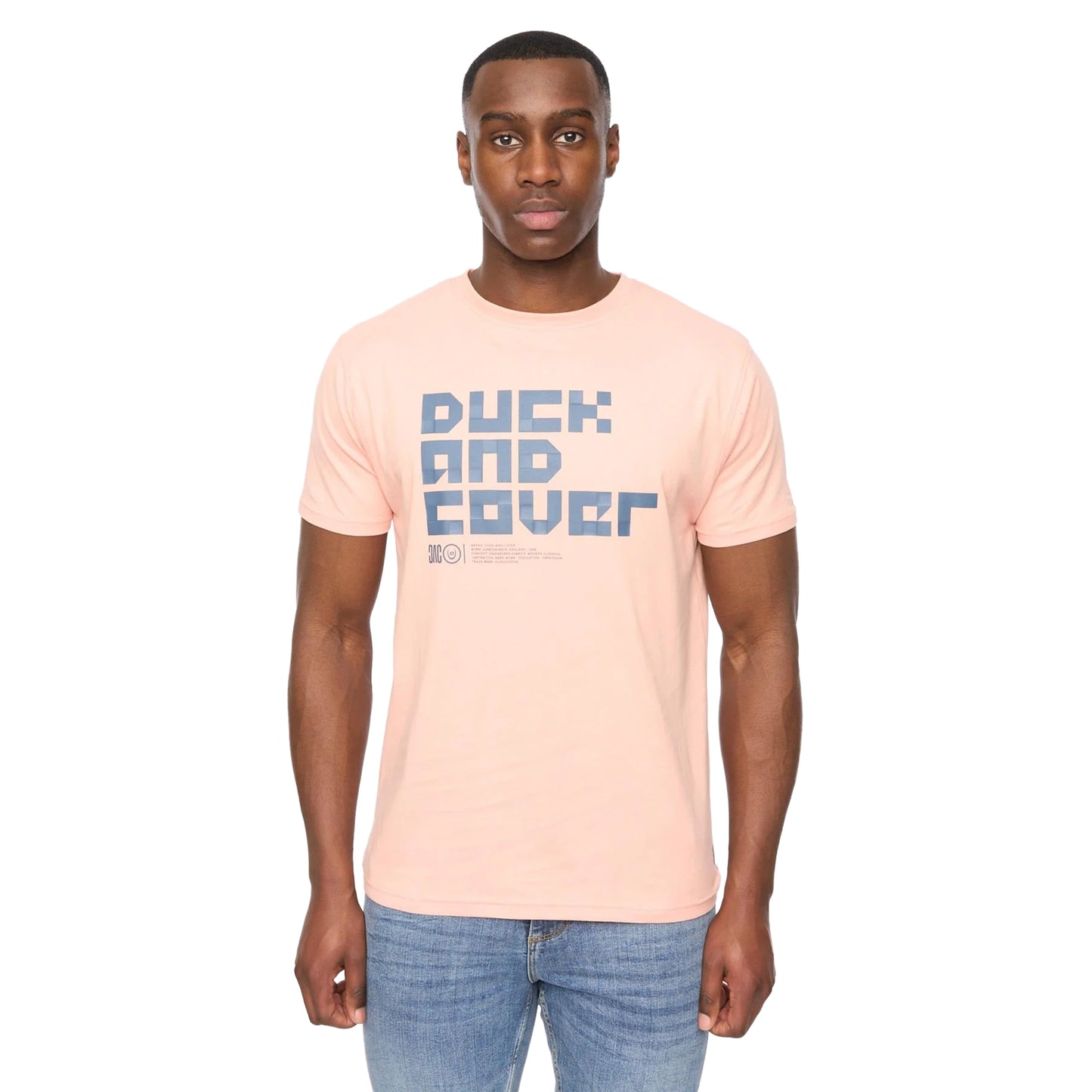 Coral - Front - Duck and Cover Mens Bloxx T-Shirt