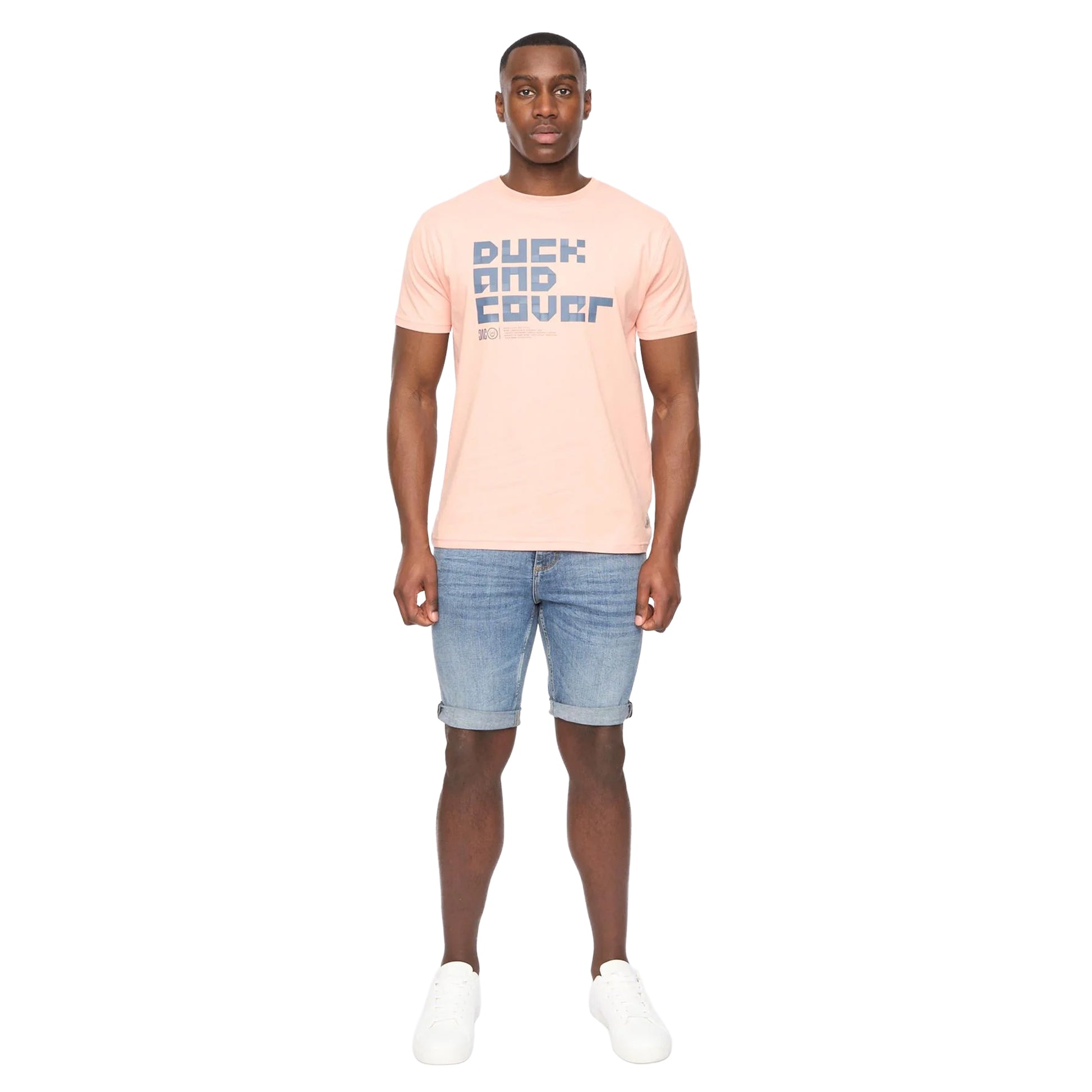 Coral - Side - Duck and Cover Mens Bloxx T-Shirt