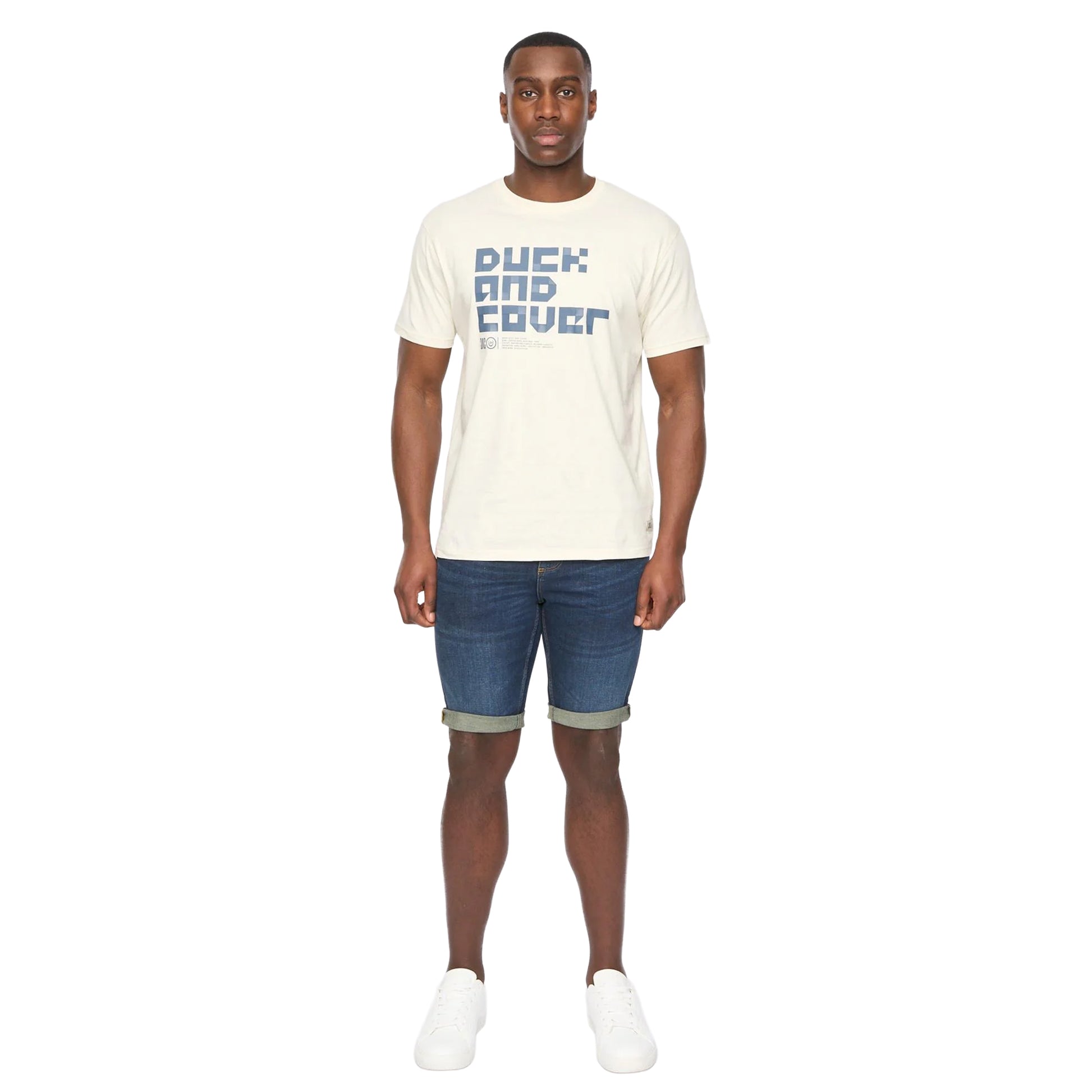 Off White - Side - Duck and Cover Mens Bloxx T-Shirt