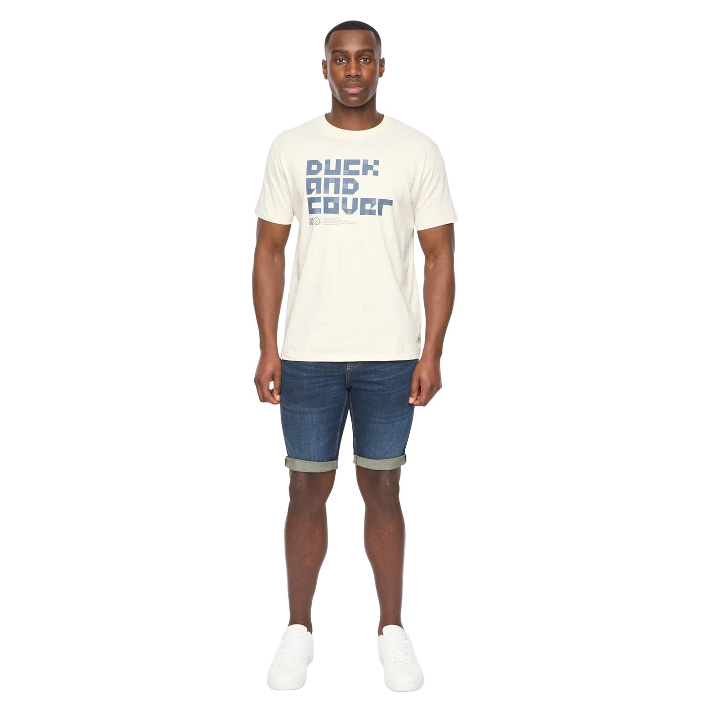 Off White - Side - Duck and Cover Mens Bloxx T-Shirt