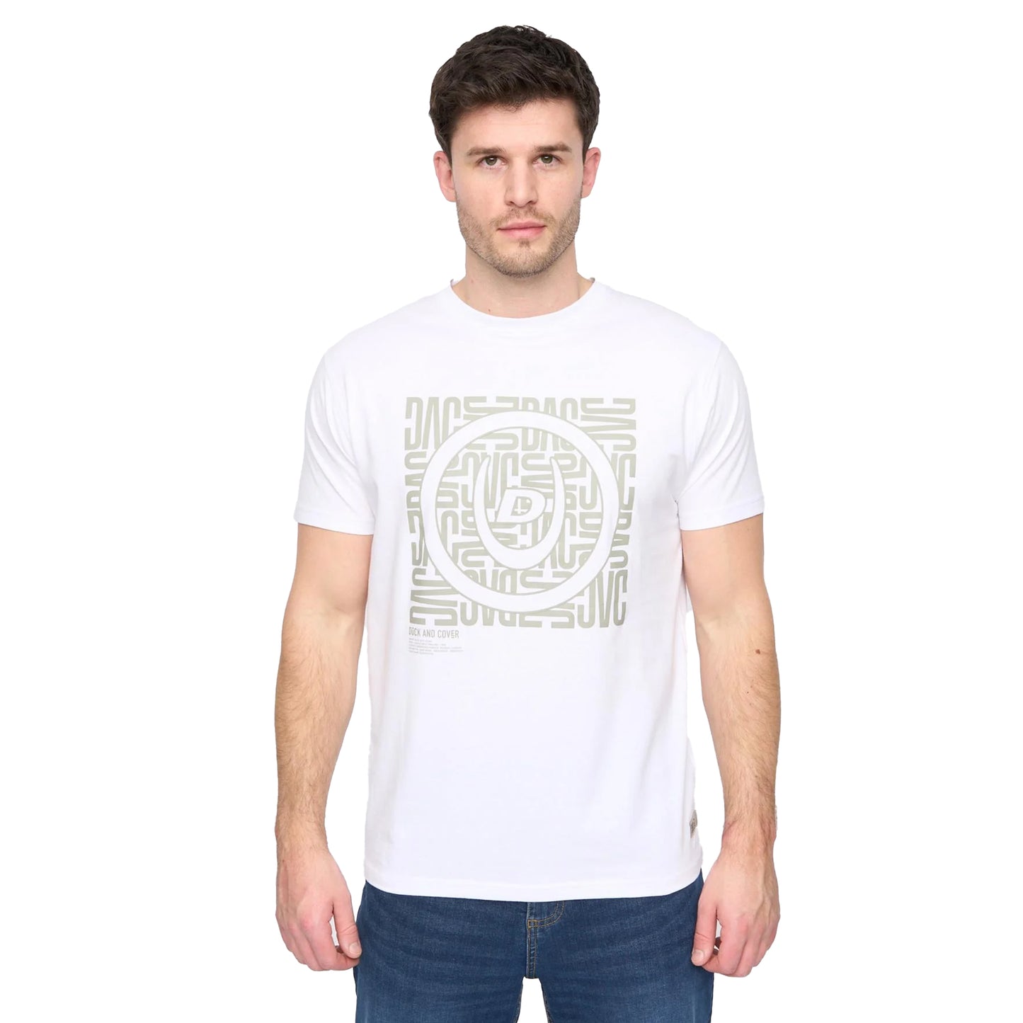 White - Front - Duck and Cover Mens Pixalate T-Shirt