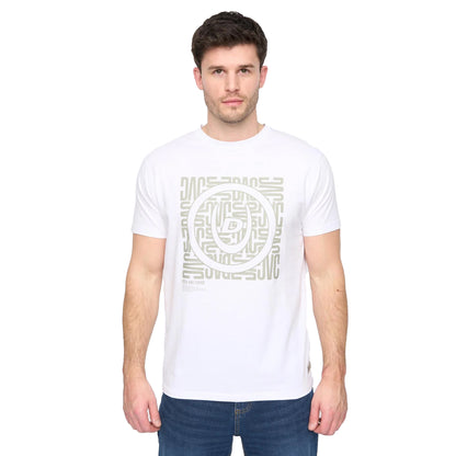 White - Front - Duck and Cover Mens Pixalate T-Shirt