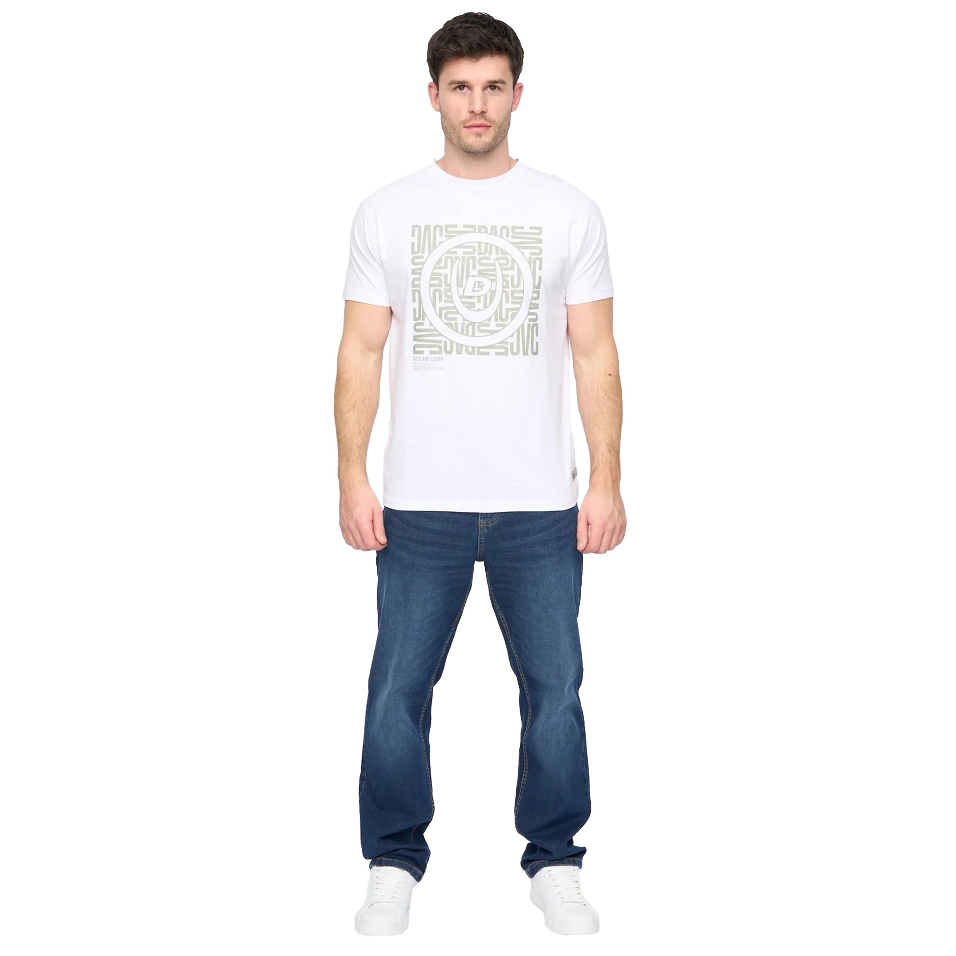 White - Side - Duck and Cover Mens Pixalate T-Shirt
