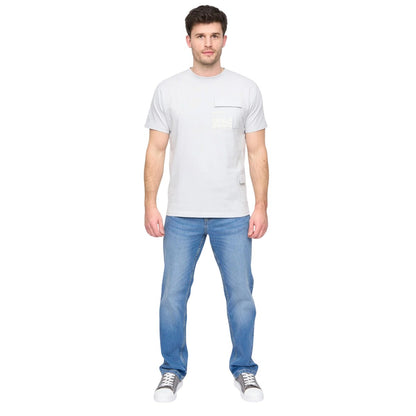 Light Blue - Close up - Duck and Cover Mens Trentflax T-Shirt