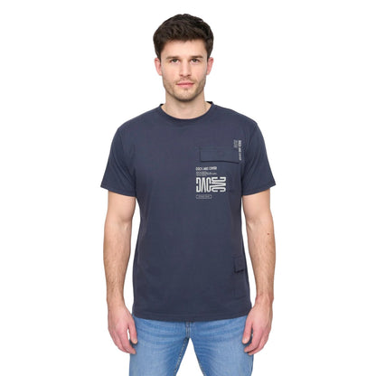 Dark Navy - Front - Duck and Cover Mens Trentflax T-Shirt