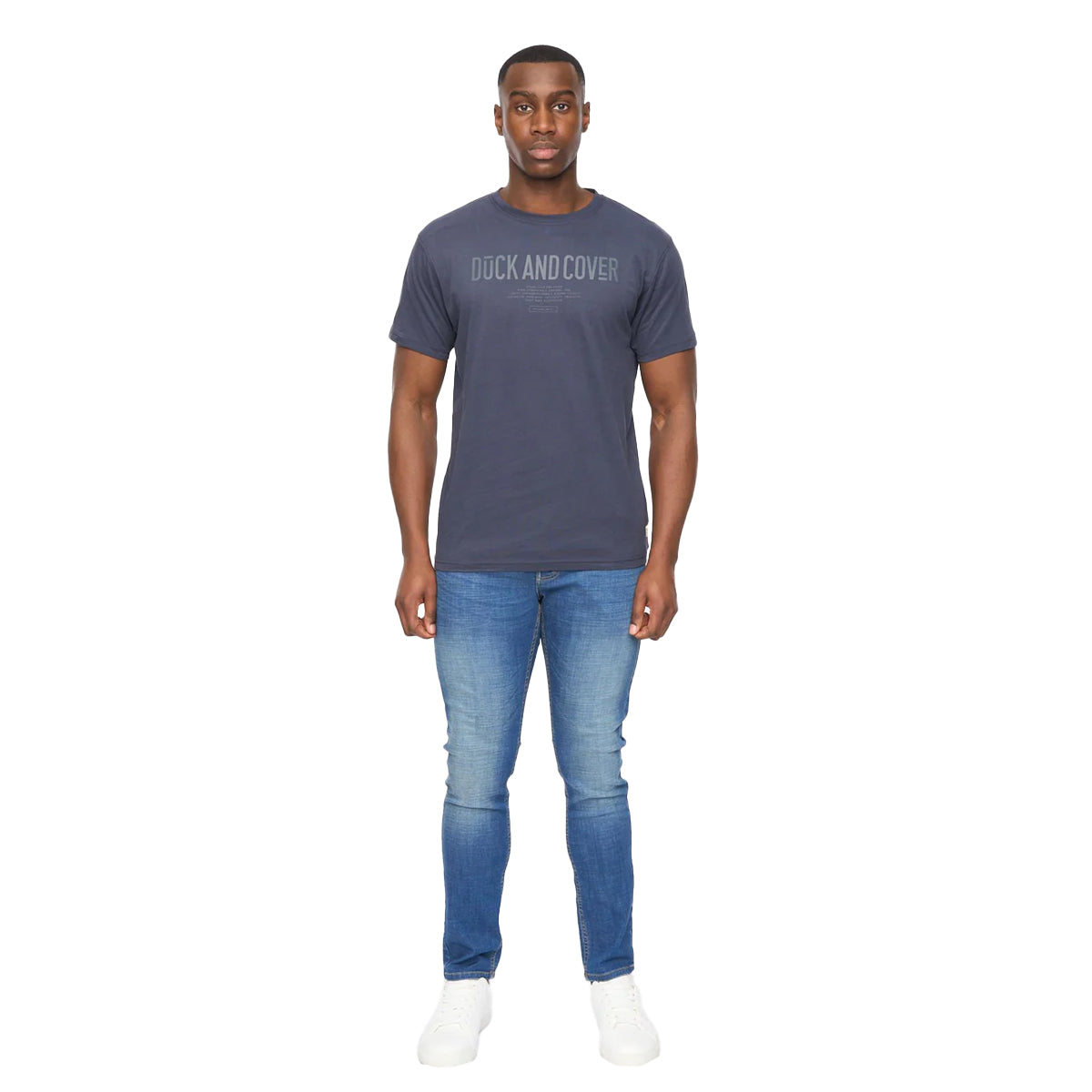 Dark Navy - Side - Duck and Cover Mens Pittifore T-Shirt