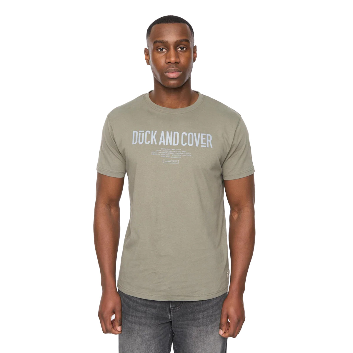 Olive - Front - Duck and Cover Mens Pittifore T-Shirt