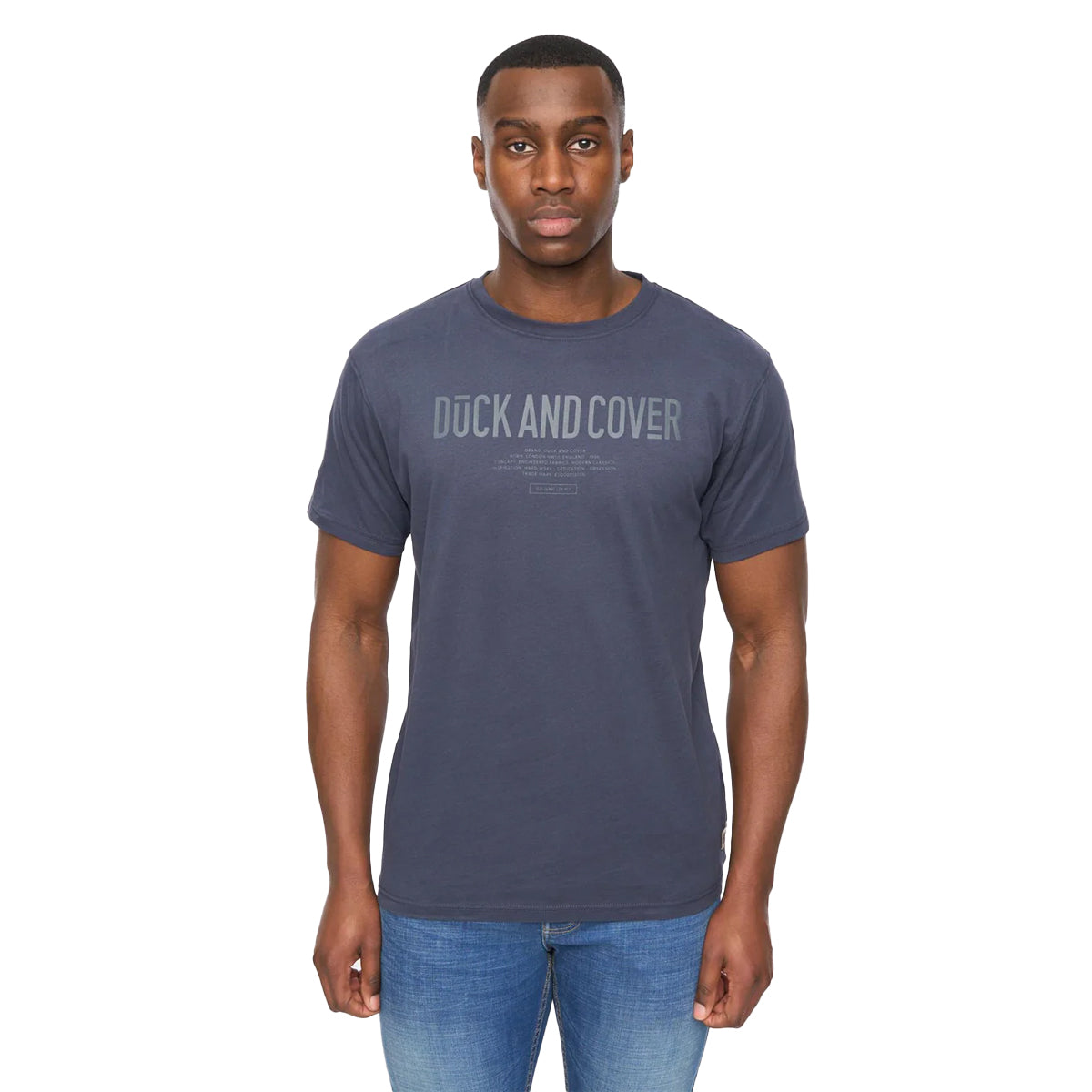 Dark Navy - Front - Duck and Cover Mens Pittifore T-Shirt