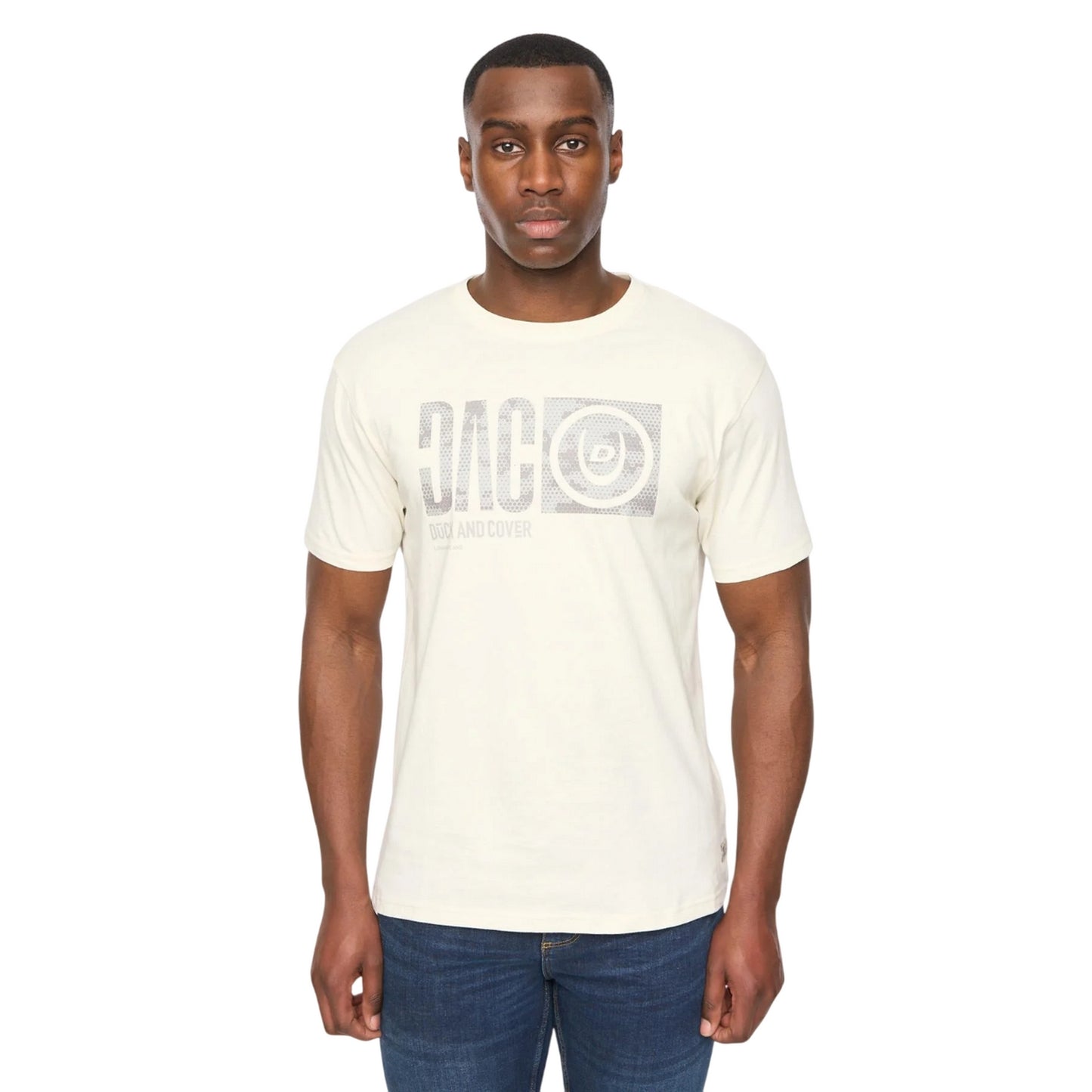 Off White - Front - Duck and Cover Mens Hexocamo T-Shirt