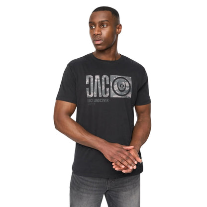 Black - Side - Duck and Cover Mens Hexocamo T-Shirt
