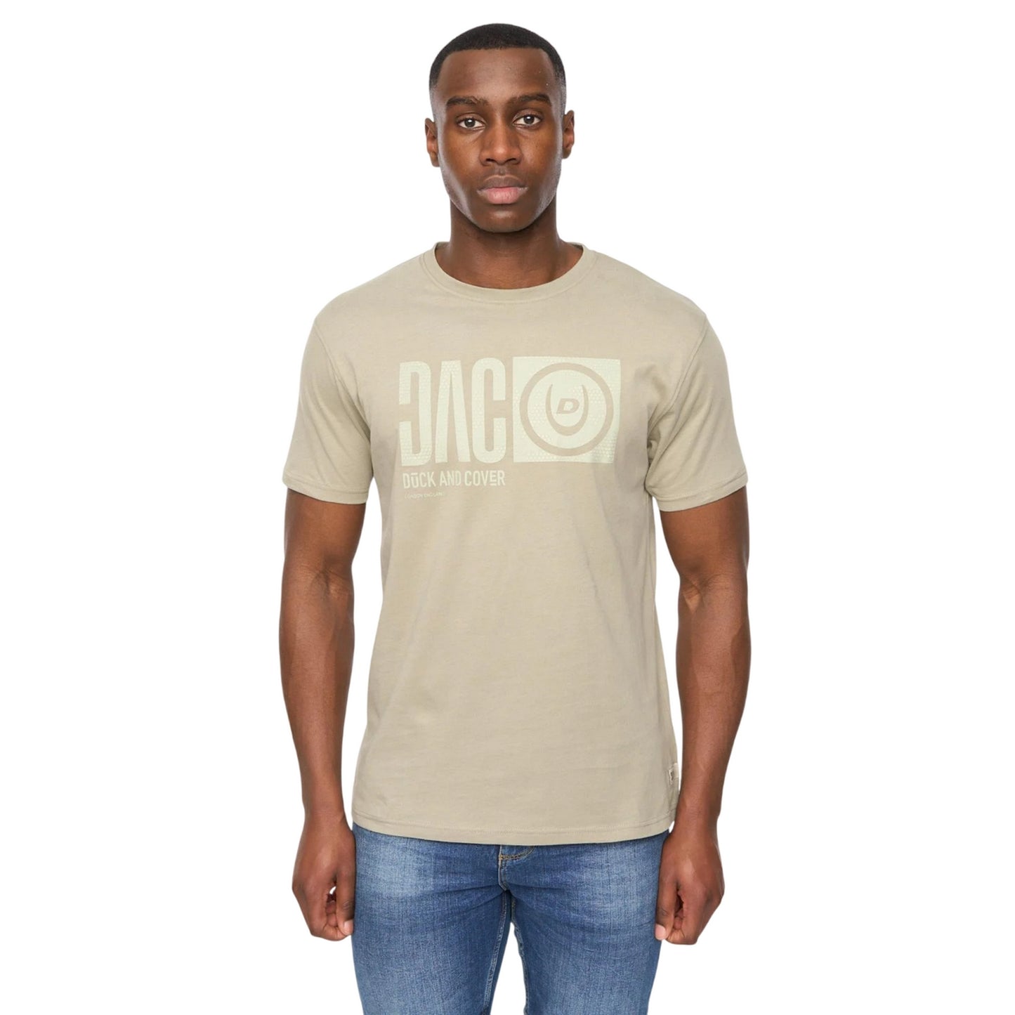 Sage - Front - Duck and Cover Mens Hexocamo T-Shirt