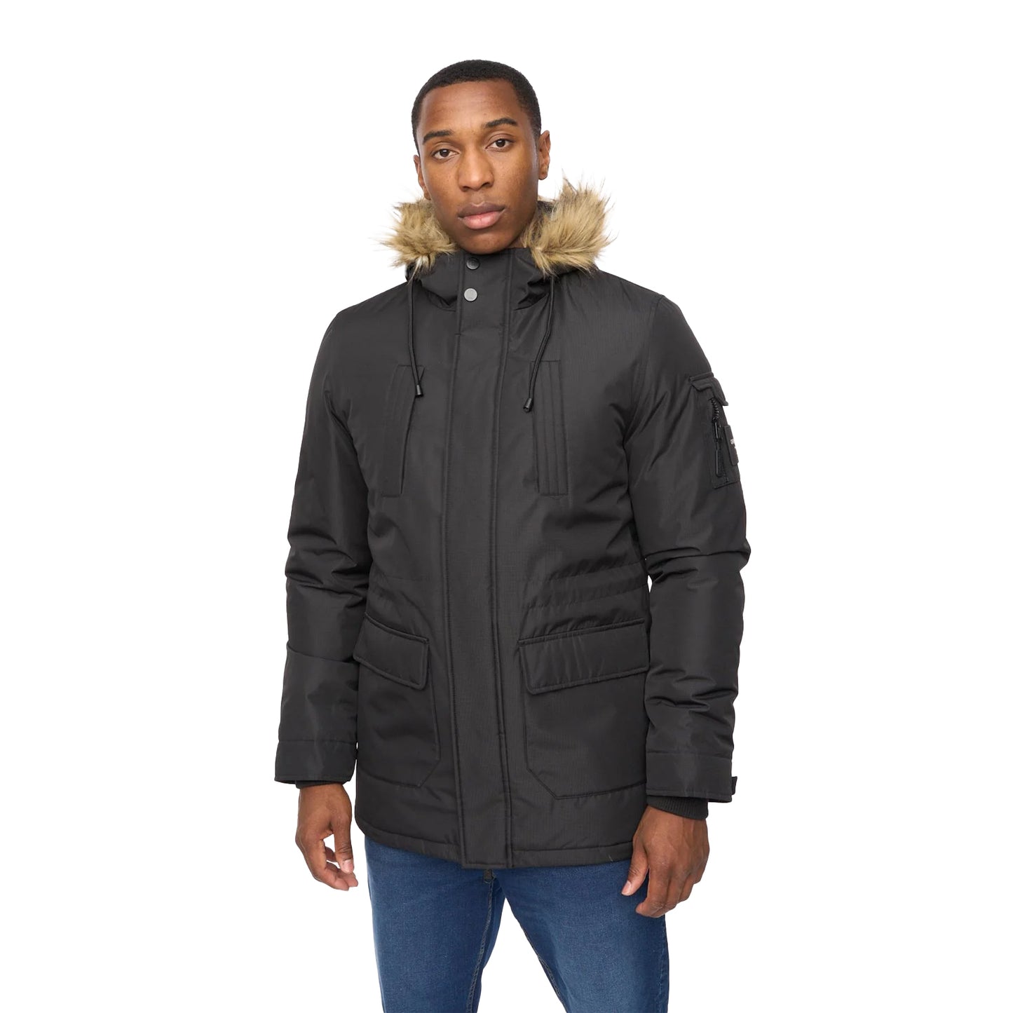 Black - Front - Crosshatch Mens Parkmoore MVE Parka