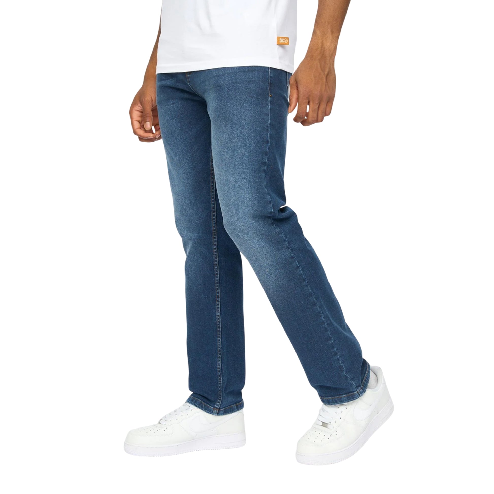 Dark Wash - Side - Duck and Cover Mens Janstar Straight Leg Jeans