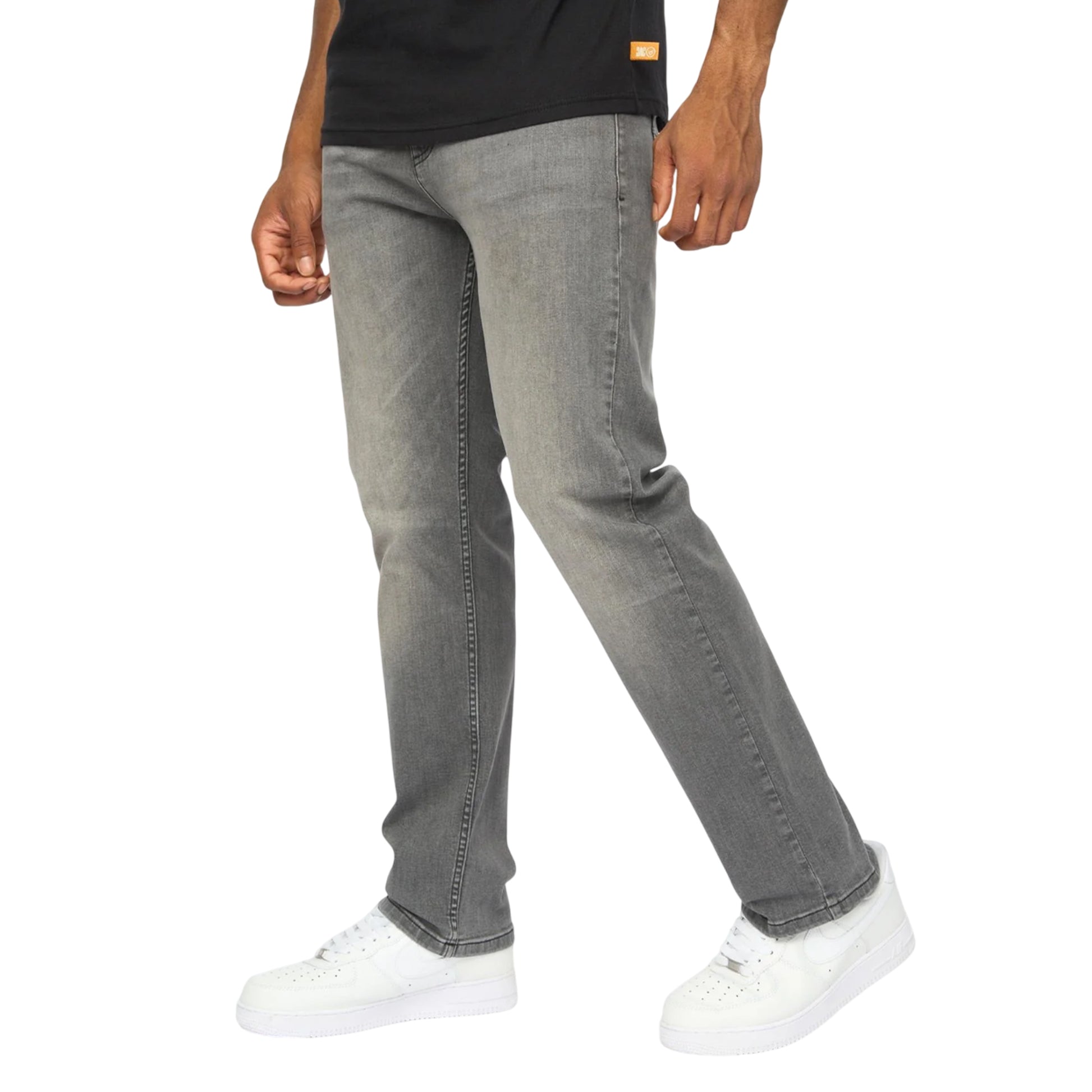 Grey - Side - Duck and Cover Mens Janstar Straight Leg Jeans