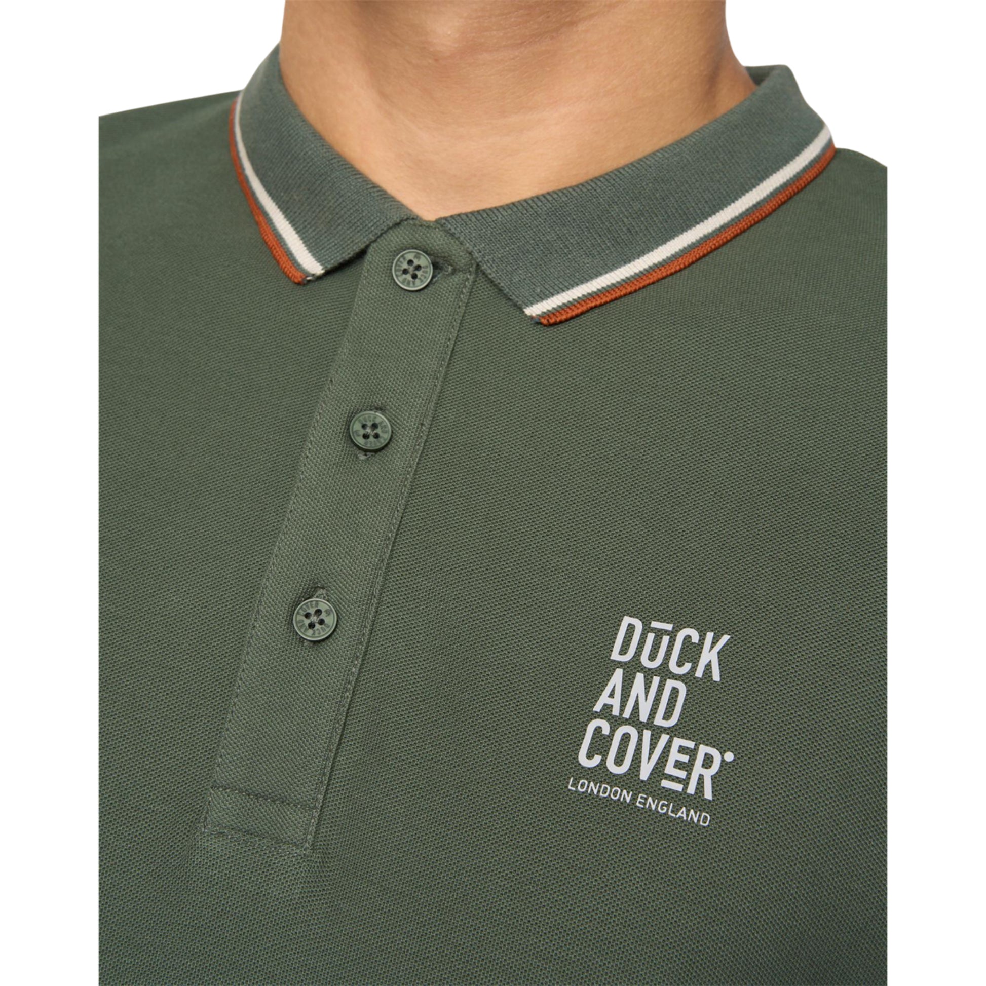 Khaki Green - Side - Duck and Cover Mens Melports Polo Shirt