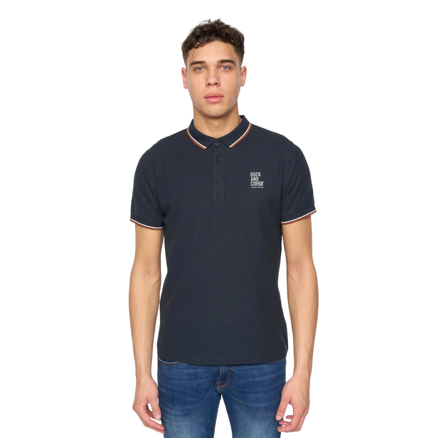 Navy - Front - Duck and Cover Mens Melports Polo Shirt