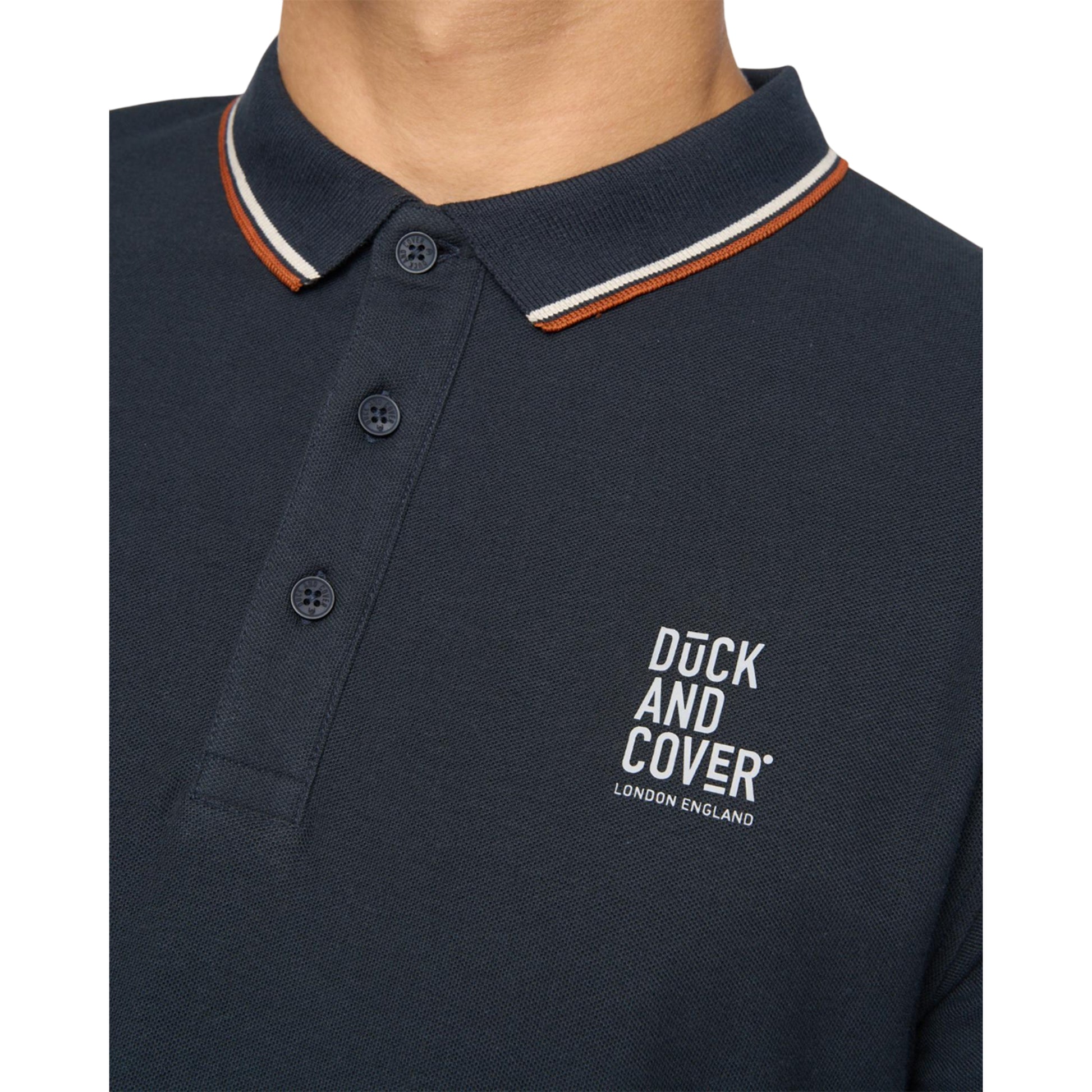 Navy - Side - Duck and Cover Mens Melports Polo Shirt