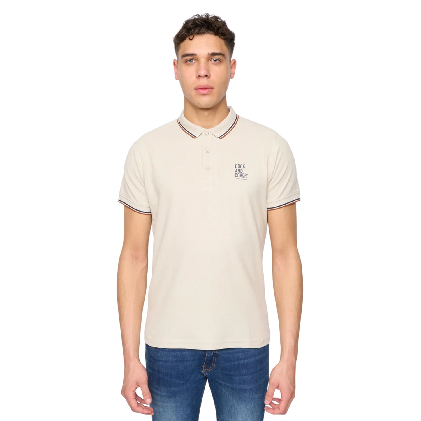 Off White - Front - Duck and Cover Mens Melports Polo Shirt